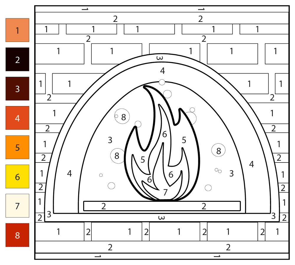 Fire Color By Number Coloring Page Md Coloring Page — Free Printable — free printable coloring page